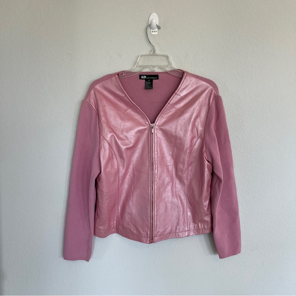 AD Orginals Vintage Pink Metallic Leather Jacket Size Large